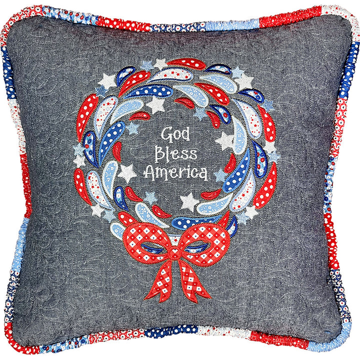 Wreath for All Seasons - God Bless America Machine Embroidery