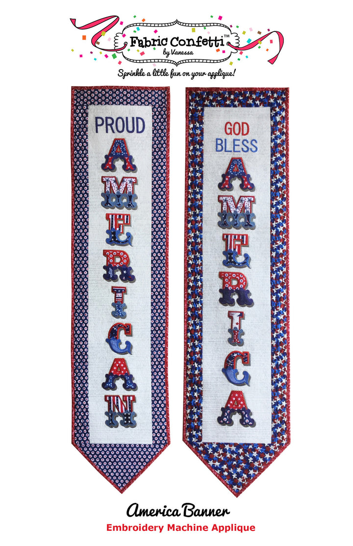 America Banner for Machine Embroidery