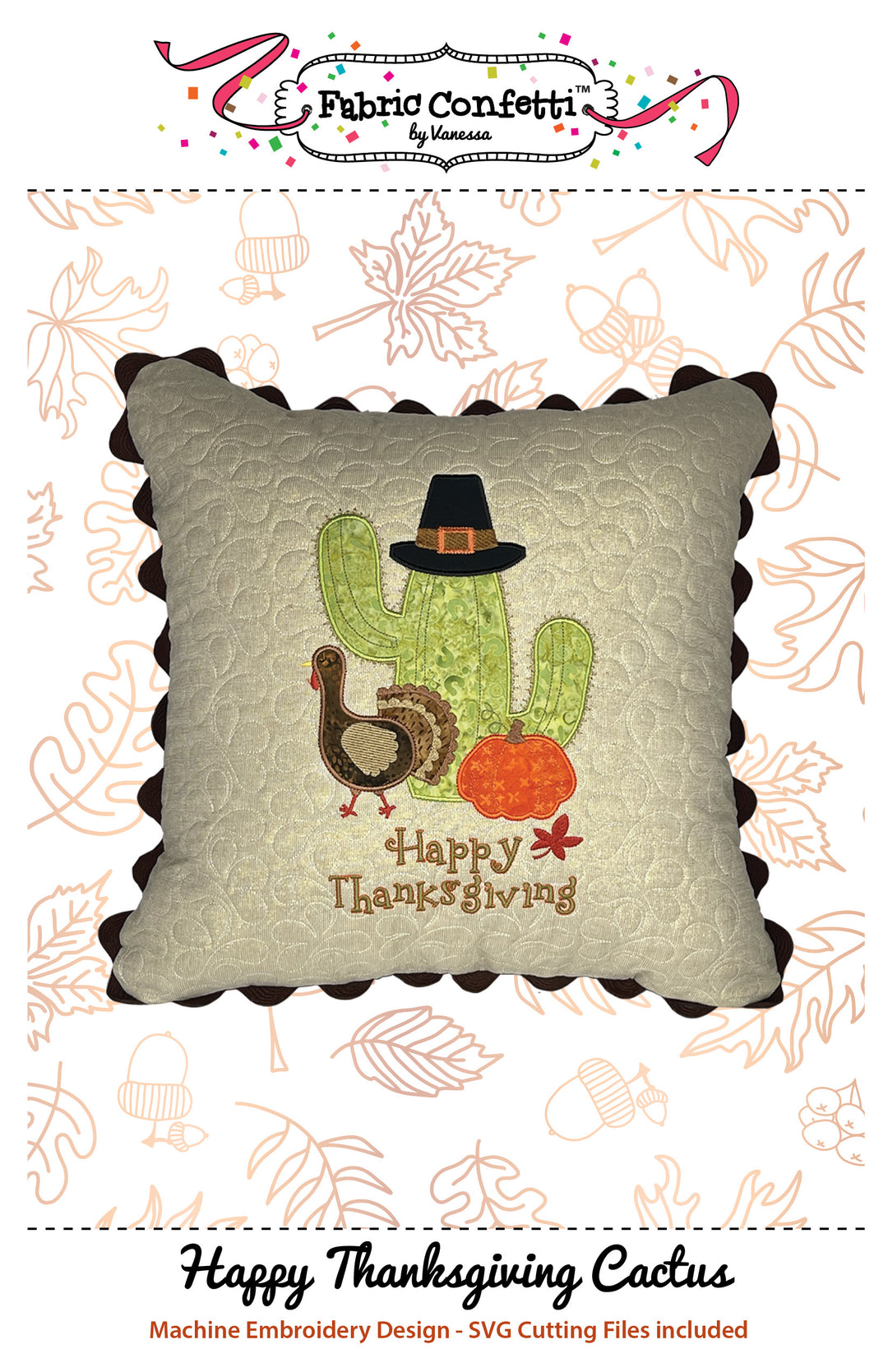 Happy Thanksgiving Cactus Pillow