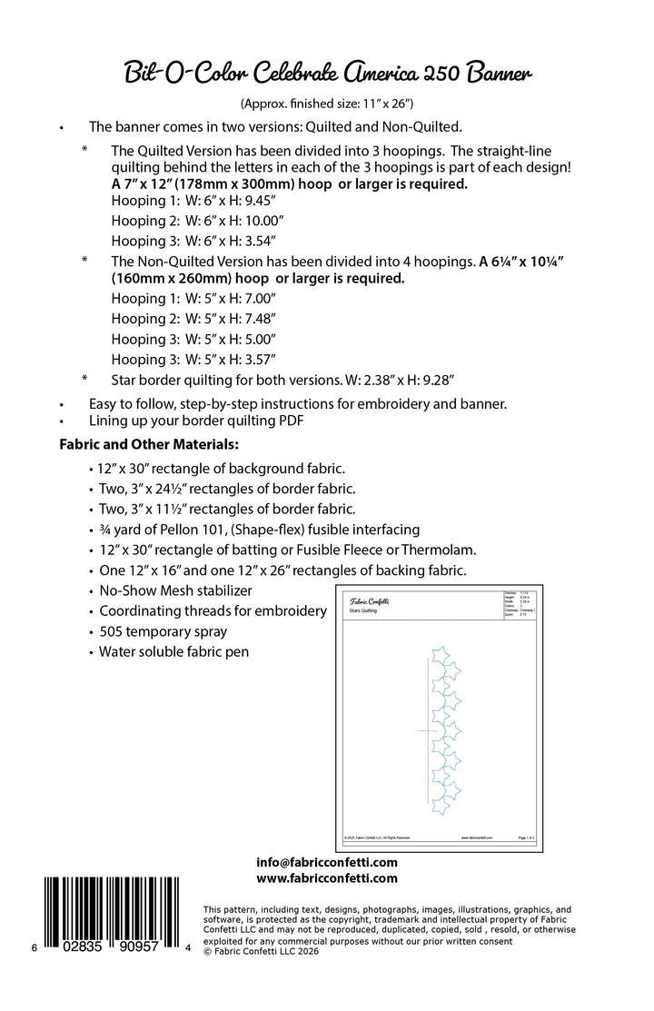 Bit-O-Color Celebrate America 250 Quilted Banner