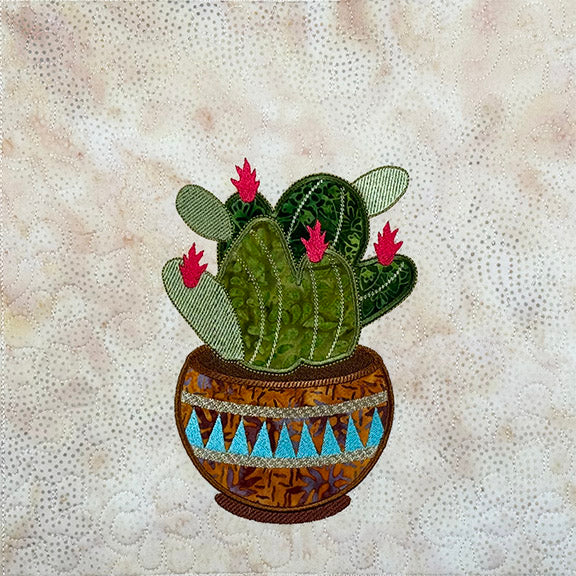 Prickly Pear Wall Hanging - Machine Embroidery