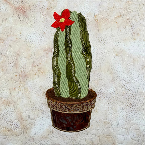 Prickly Pear Wall Hanging - Machine Embroidery