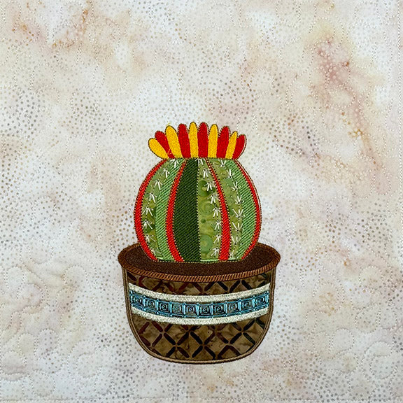 Prickly Pear Wall Hanging - Machine Embroidery