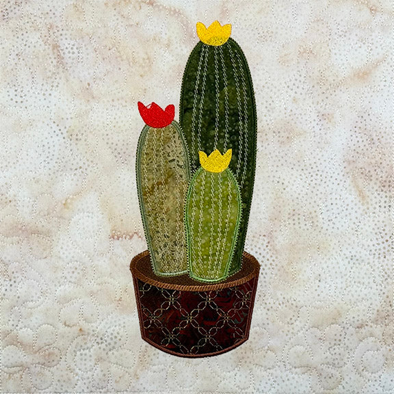 Prickly Pear Wall Hanging - Machine Embroidery