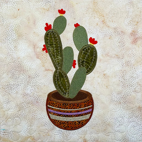 Prickly Pear Wall Hanging - Machine Embroidery