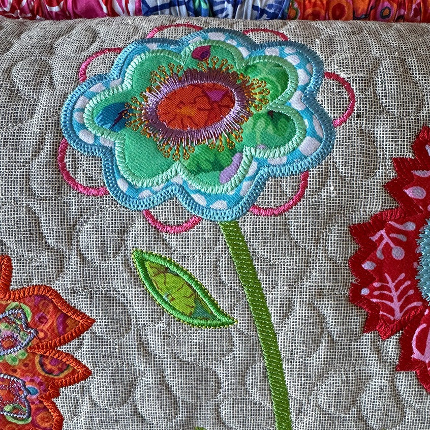 Dancing Flowers Bench Pillow for Machine Embroidery