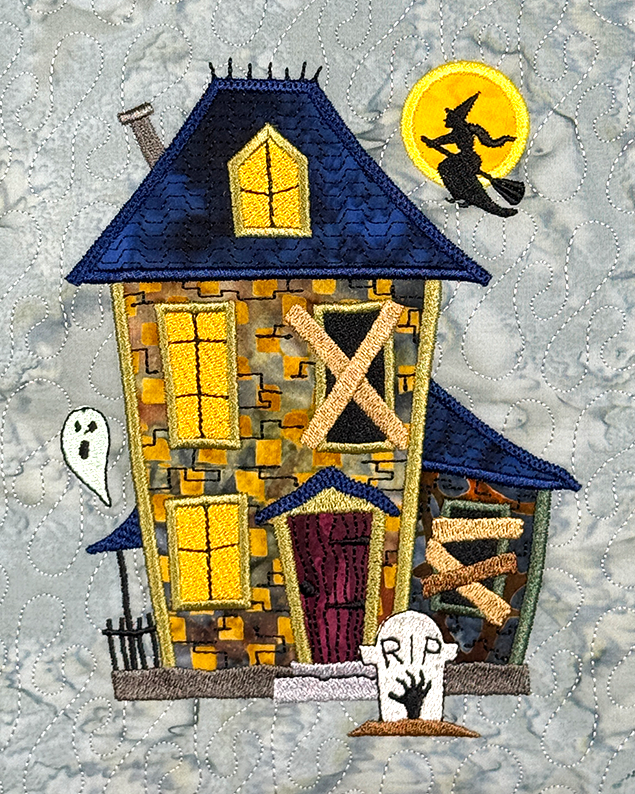 Halloween Wonky Houses TWO Banner for Machine Embroidery