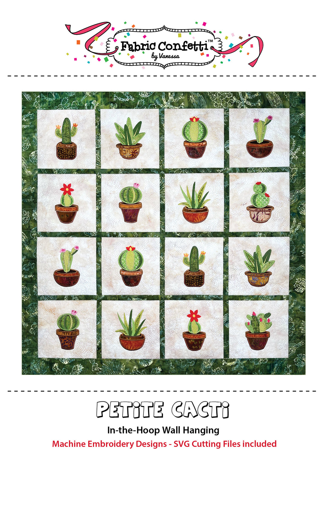 Petite Cacti ITH Wall Hanging for Machine Embroidery