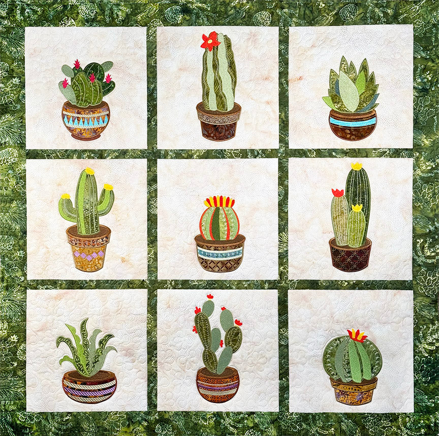 Prickly Pear Wall Hanging - Machine Embroidery