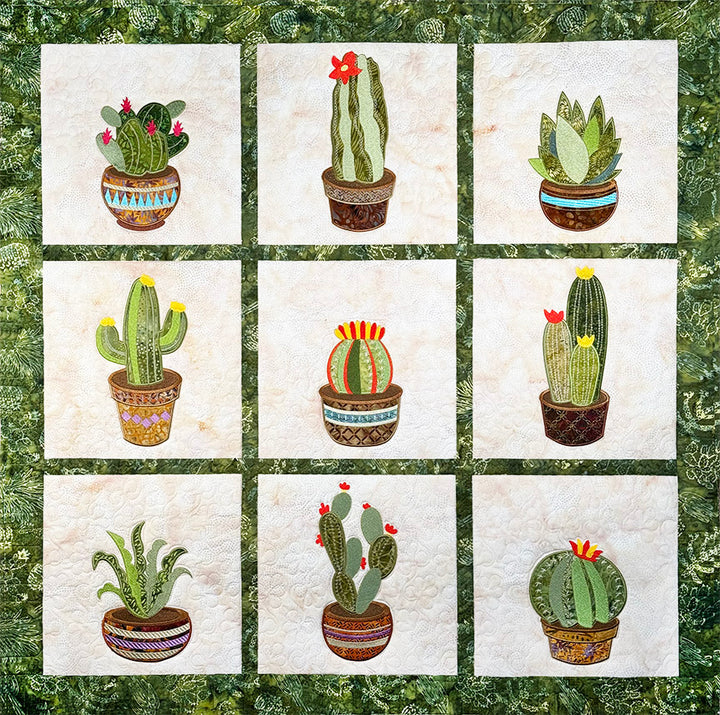 Prickly Pear Wall Hanging - Machine Embroidery