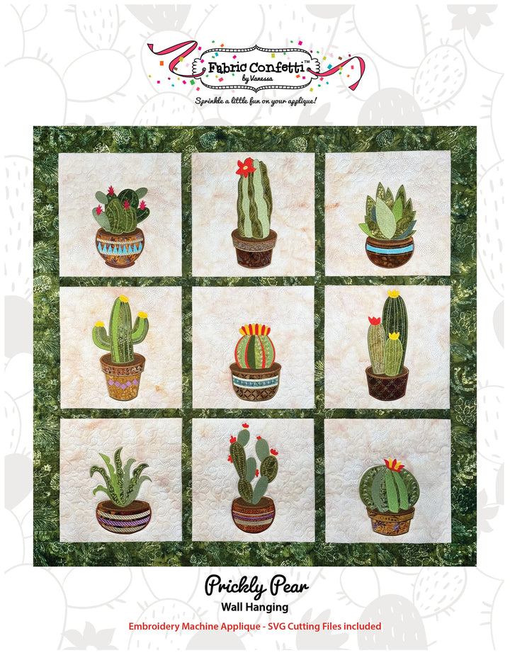 Prickly Pear Wall Hanging - Machine Embroidery