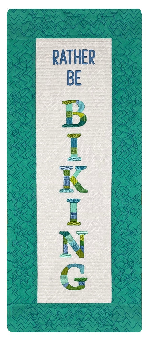 Bit-O-Color Rather Be Biking Quilted Banner