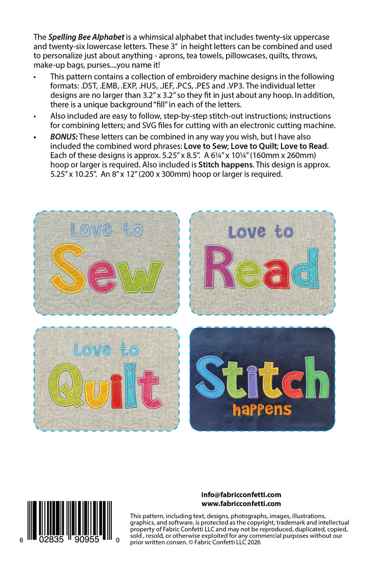 Spelling Bee Alphabet for Machine Embroidery