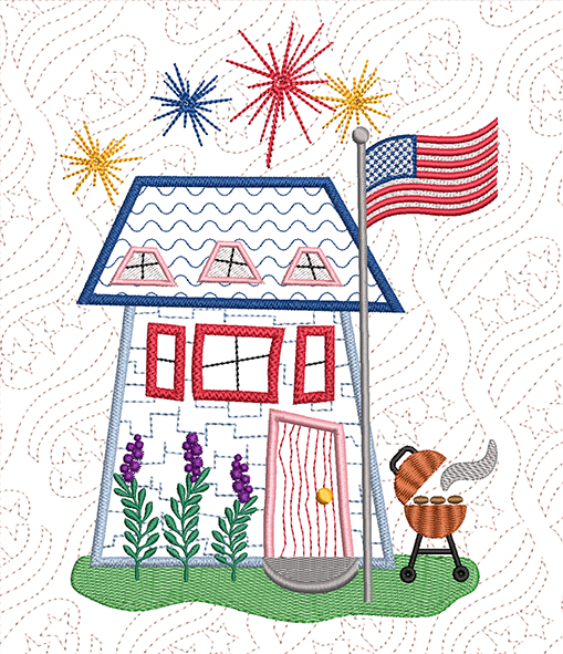 The Wonky Houses Banner - Celebrate America 250 Limited Edition - for Machine Embroidery