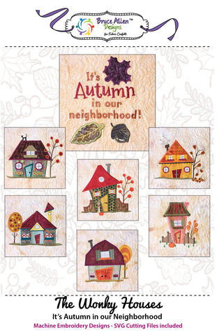 The Wonky Houses Table Runner - Autumn - for Machine Embroidery