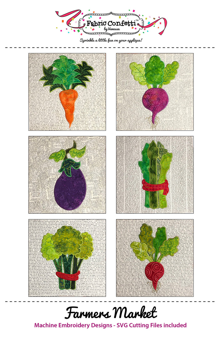 Farmers Market Table Runner for Machine Embroidery
