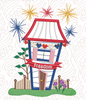 The Wonky Houses Banner - America - for Machine Embroidery