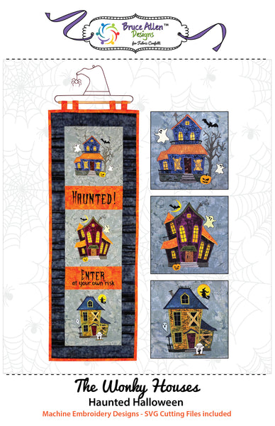 The Wonky Houses Banner - Haunted Halloween - for Machine Embroidery