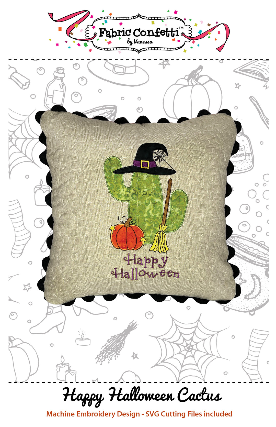 Happy Halloween Cactus Pillow