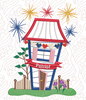 The Wonky Houses Banner - America - for Machine Embroidery