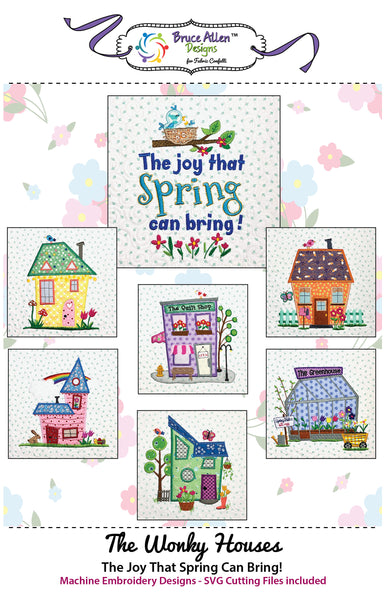 The Wonky Houses Table Runner - Spring - for Machine Embroidery