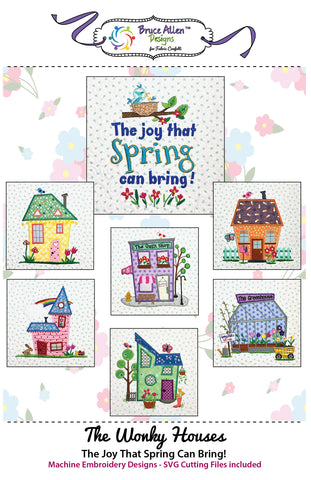 The Wonky Houses Table Runner - Spring - for Machine Embroidery