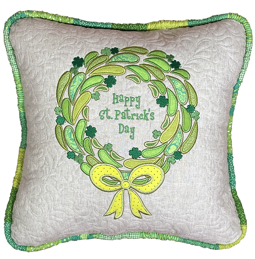 Wreath for All Seasons - Happy St. Patrick's Day Machine Embroidery