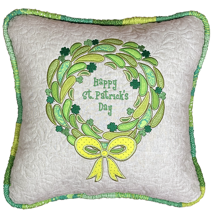 Wreath for All Seasons - Happy St. Patrick's Day Machine Embroidery