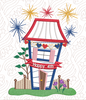 The Wonky Houses Banner - America - for Machine Embroidery